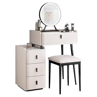 现代简约岩板实木梳妆台小型轻奢卧室高级化妆桌一体化妆台收纳柜