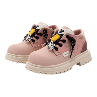 迪士尼女童马丁靴低帮儿童鞋2025秋冬季新款中大童防滑时尚短靴子