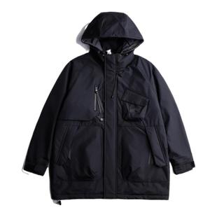 AOGZ国潮牌中长款工装羽绒服男冬季2025新款户外三防重工冲锋外套