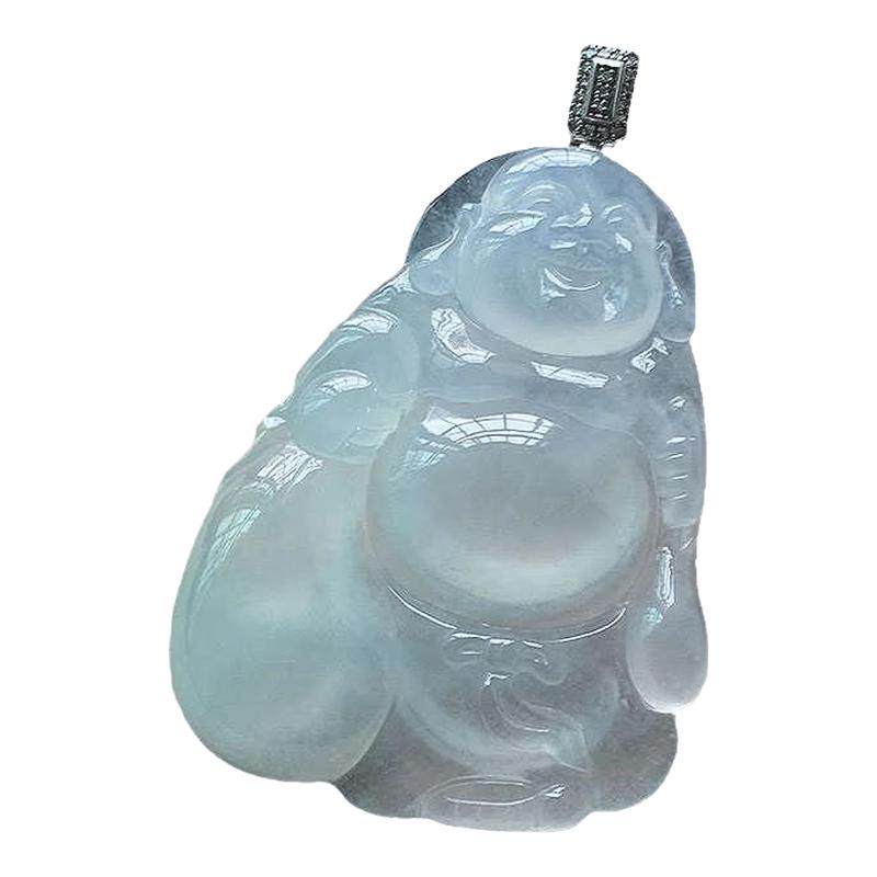 缅甸翡翠高冰种纯净玉佛公吊坠