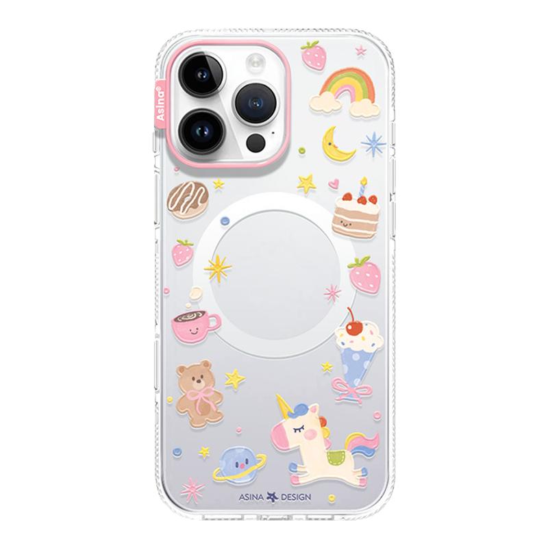 快乐独角兽适用iPhone16Promax手机壳14磁吸支架苹果15pro保护套Ho8好看可爱的女全包透明ip13Pro新款高级感
