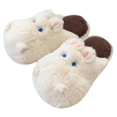 细细条可爱河马保暖居家棉拖鞋