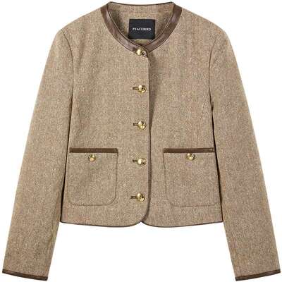 太平鸟秋PU包边小香风外套A1BBE3408