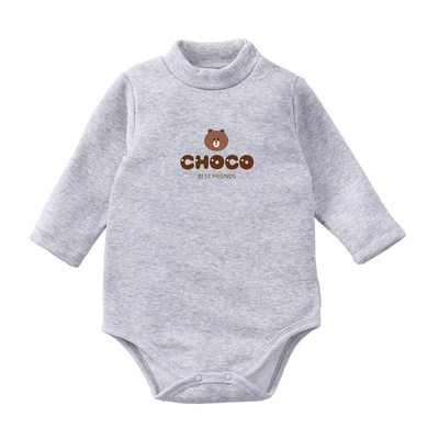 宝宝贴身加绒加厚包屁衣半高领