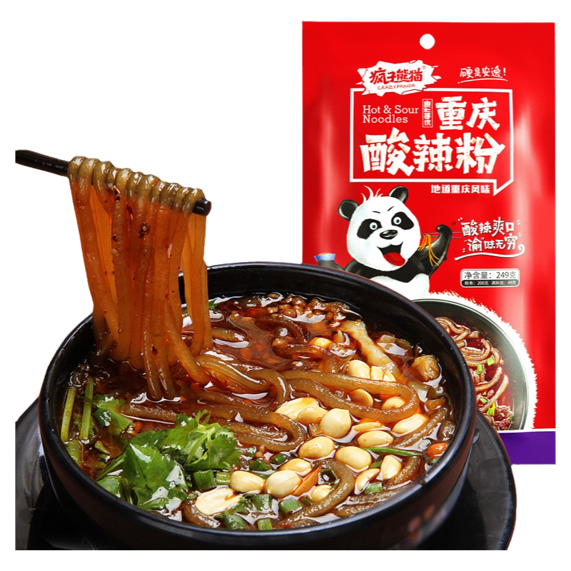 重庆酸辣粉正宗疯子熊猫酸辣粉袋装手工红薯粉酸辣粉粗粉方便速食