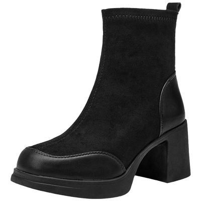 大东官方正品厚底粗跟高跟短靴