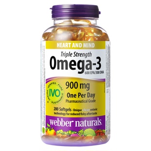 webbernaturals伟博高纯深海鱼油Omega3成人DHA鱼油30/120/200粒