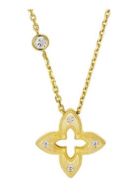 金色镂空四叶草项链女925银