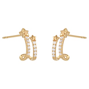 一撇一捺YPYN莫桑钻耳钉9K金耳环小众设计感金色不规则耳饰不撞款