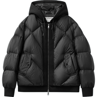 播冬季90白鸭绒绗缝短款连帽羽绒服女宽松面包服DDR4RD5118