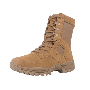 正品棕色作战训靴男超轻户外防水高帮战术靴牛皮防穿刺沙漠训练靴