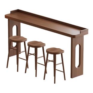 北欧复古实木吧台桌家用客厅沙发隔断长条窄桌酒吧咖啡厅高脚桌椅