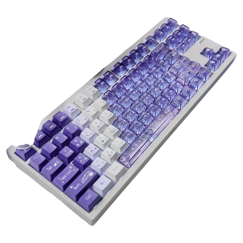 紫韵雪山草莓心键帽PBT+PC