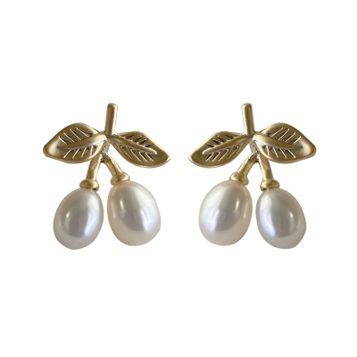 小众设计天然珍珠樱桃耳钉