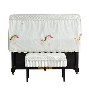 现代简约双层蕾丝卡通钢琴罩防尘布艺半罩钢琴盖布出口品质钢琴罩