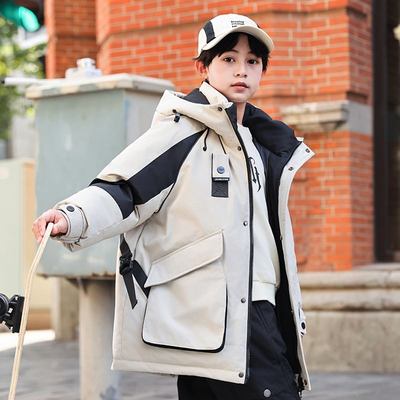 儿童冲锋衣羽绒服男款冬季2025新款中长款极寒加厚中大童风衣外套