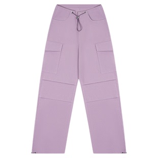 CalledBack工装休闲裤女2026春夏新款紫色美式复古阔腿直筒长裤子