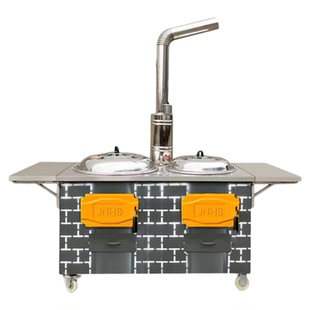 新款农村柴火灶家用烧木柴大锅不锈钢无烟灶台别墅庭院可移动炉灶