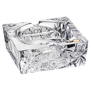 捷克进口BOHEMIA水晶玻璃手工精刻方形烟灰缸茶几办公室烟缸摆件