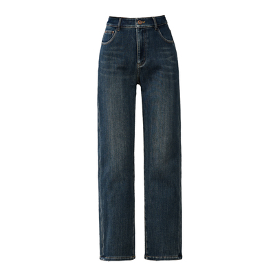 逸阳奥粒绒直筒裤女冬季牛仔长裤