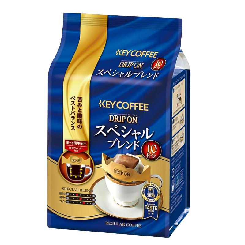 日本进口key coffee滴漏式挂耳黑咖啡粉keycoffee无蔗糖金赏咖啡