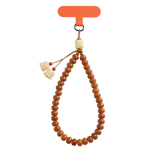 风化菩提铃兰花串珠手机链中国风夹片女款高档精致手机壳挂件防丢防摔背夹垫片短款挂饰品手工编织手腕绳吊坠