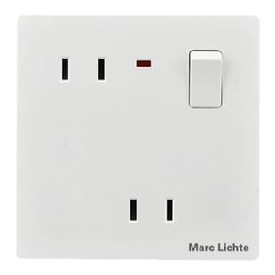 86型一开四孔插座面板二二插带开关两脚墙壁暗装两孔10A电源插座