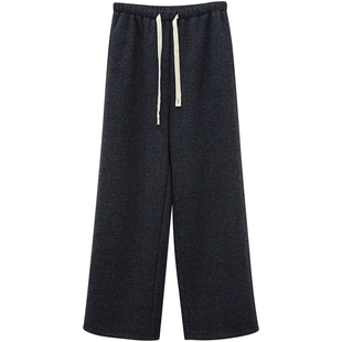 一三良品小个子瘦瘦裤500g加绒加厚窄版阔腿裤直筒裤拖地卫裤女冬