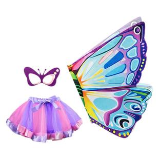 蝴蝶翅膀小女孩背饰儿童奇妙花仙子面具发箍套装道具粉色裙子礼物