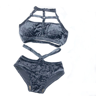 钢管舞粉色练功服表演性感丝绒挂脖演出服中低腰商演大气舞蹈服