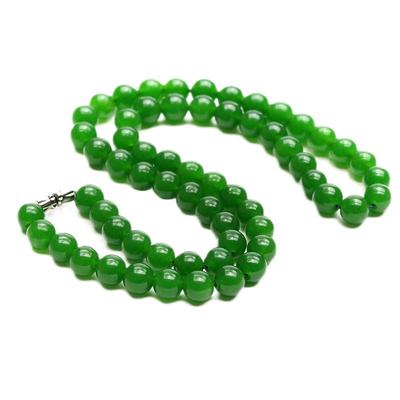 天然和田玉碧玉菠菜绿色毛衣项链