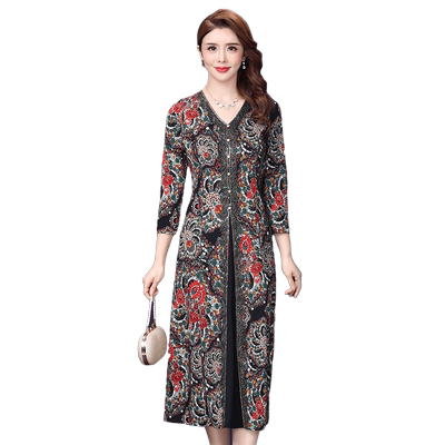 香妮芬复古风秋季新款高端连衣裙