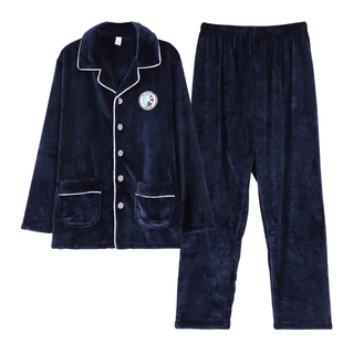 安之伴男睡衣秋冬特价夹层加厚套装薄夹棉睡袍保暖套装