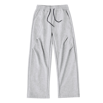 南麻库男士裤子春秋季宽松直筒褶皱纯色百搭时尚新款运动休闲裤潮