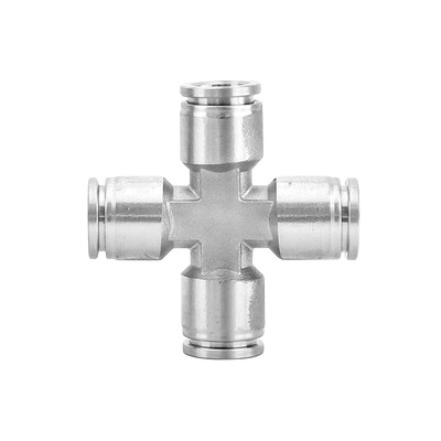 十字型304不锈钢四通快插接头