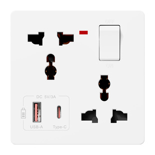国际电工86型墙壁家用多功能六6孔五孔带开关插座面板多孔usb快充