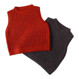 宝宝背心秋冬外穿儿童针织马甲毛衣女童女宝红色男童男宝红男孩男
