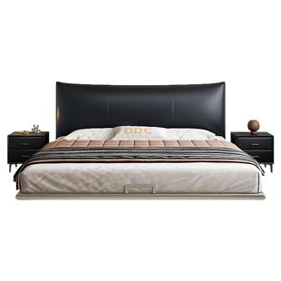 政府补贴DDC意式极简悬浮真皮床不锈钢架香奈儿主卧软包2025新款