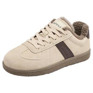 达芙妮经典德训鞋女款单鞋2025新款秋冬季加绒棉鞋板鞋平底运动鞋