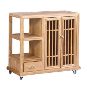 客厅中式小茶水柜实木饮水机置物架办公室茶台边柜简约移动烧水柜