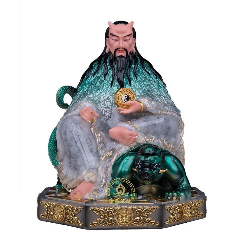 伏羲大帝神像汉白玉叠染桌面摆件