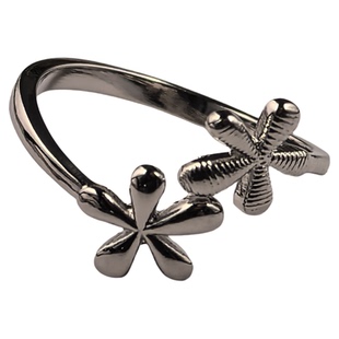 叠戴银色花朵戒指女冷淡风高级感食指戒超仙小众设计通勤百搭指环