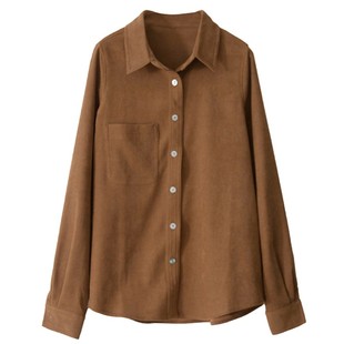 复古咖色灯芯绒衬衫女2026年秋冬新款内搭叠穿磨毛衬衣加厚上衣