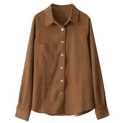 复古咖色灯芯绒衬衫秋冬叠穿磨毛