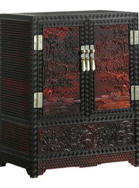 紫光檀大红酸枝中式风储物柜文玩
