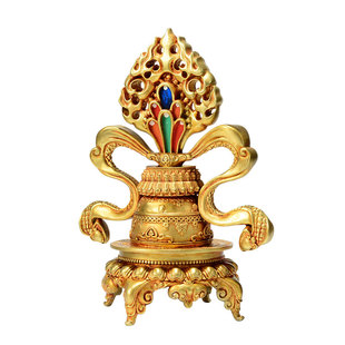 欧斯特全鎏金摩尼宝室内家用彩珠镶嵌铜雕如意宝珠桌面摆件