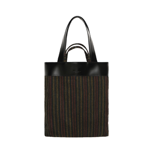 SecondMoon中古条纹小众设计羊毛拼皮包韩系百搭