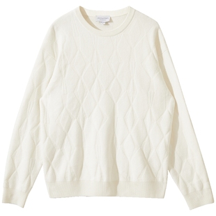 杰克琼斯男装冬季毛衣针织衫合身圆领纯色暗纹时尚日常百搭款上衣