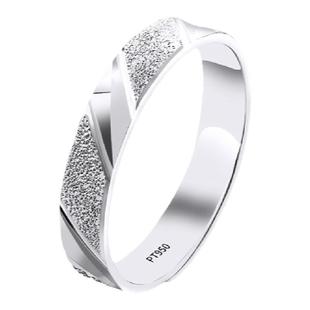 Pt．Charm正品PT950铂金戒指男女款素圈情侣对戒结婚订婚活口戒指