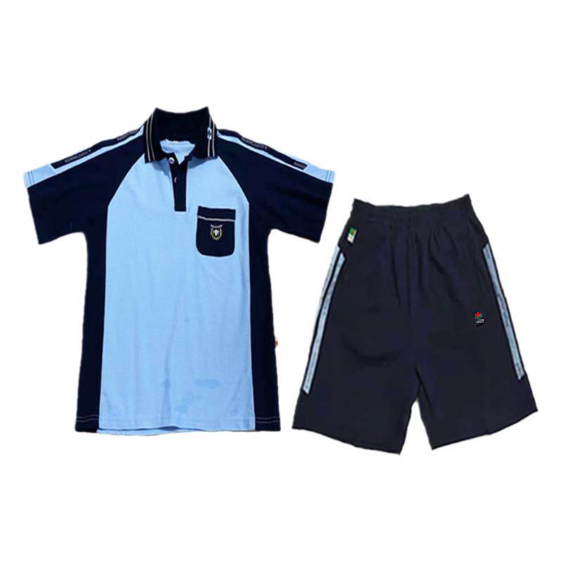 南宁校服中小学生夏运动校服 浅蓝色高棉短袖南宁通用款校服套装